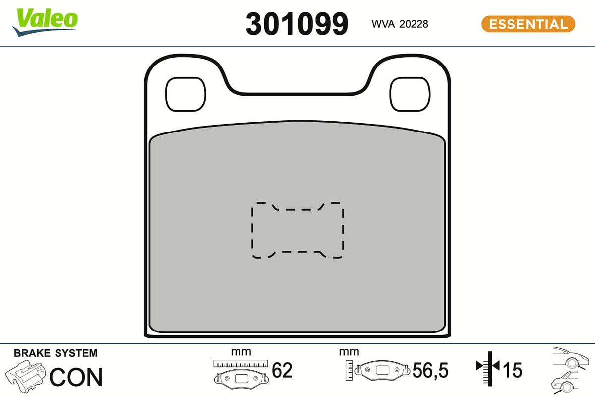 Jeu de 4 plaquettes de frein VALEO ref. 301099